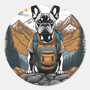 Cute French Bulldog Adventure Nature Classic Round Sticker