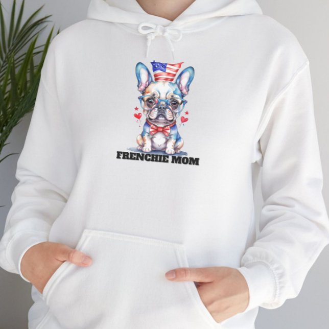 Cute French Bulldog American Flag with Hearts Hoodie (Creator Uploaded)