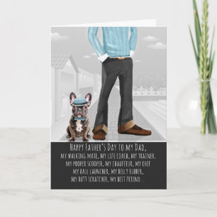 Cute French Bulldog and Dad Funny Father's Day Holiday Card