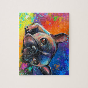 Cute French Bulldog art Puppy dog puzzle