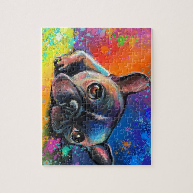 Cute French Bulldog art Puppy dog puzzle (Vertical)