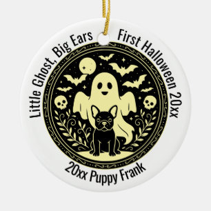 Cute French Bulldog Baby First Halloween Custom Ceramic Tree Decoration