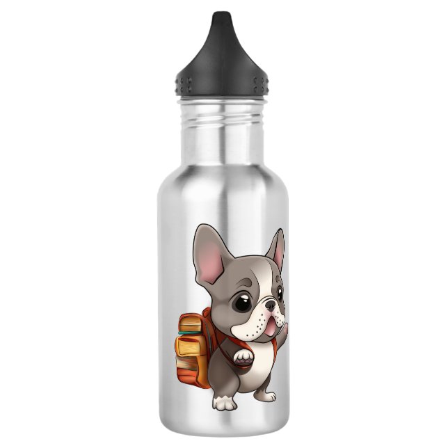 Cute French bulldog back to school rainbow 532 Ml Water Bottle (Left)