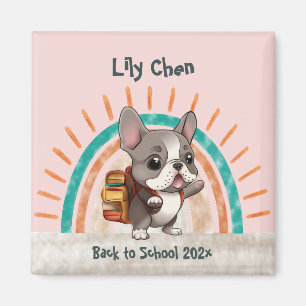 Cute French bulldog back to school rainbow Magnet