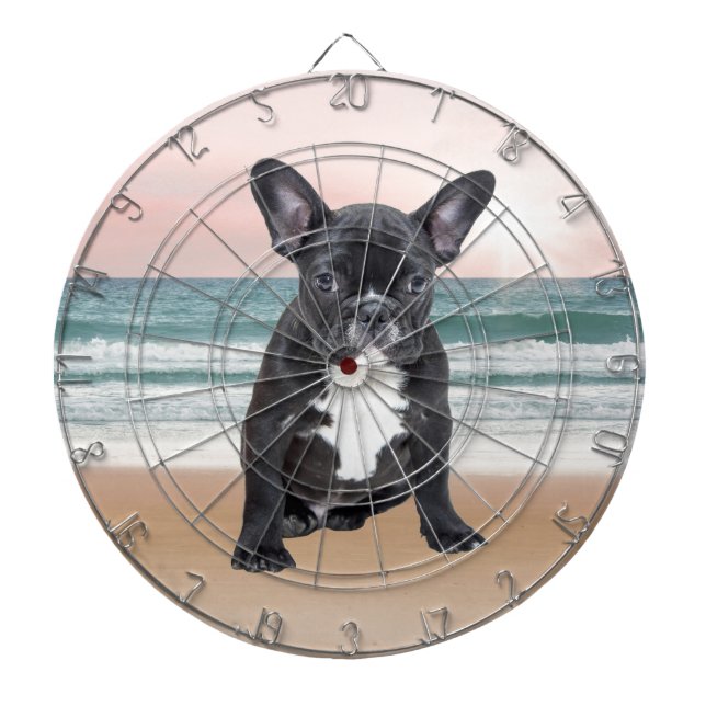 Cute French Bulldog Beach Sun Water Dartboard (Front)
