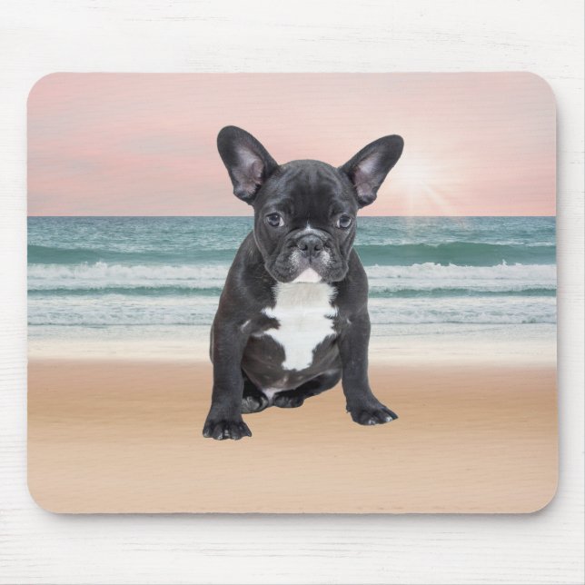 Cute French Bulldog Beach Sun Water Mouse Mat (Front)