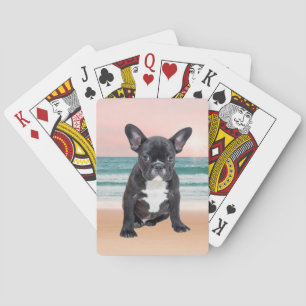 Cute French Bulldog Beach Sun Water Playing Cards