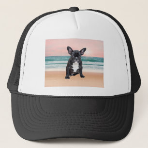 Cute French Bulldog Beach Sun Water Trucker Hat