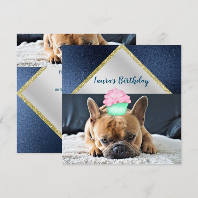 Cute French Bulldog Birthday Party INVITATION (Front/Back)