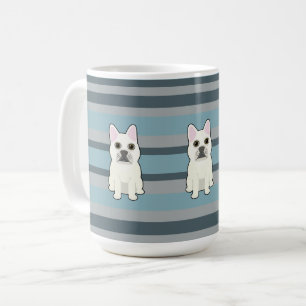 Cute French Bulldog Blue Striped Coffee Mug
