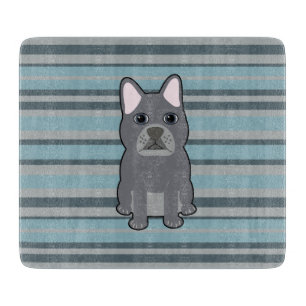 Cute French Bulldog Blue Striped Cutting Board