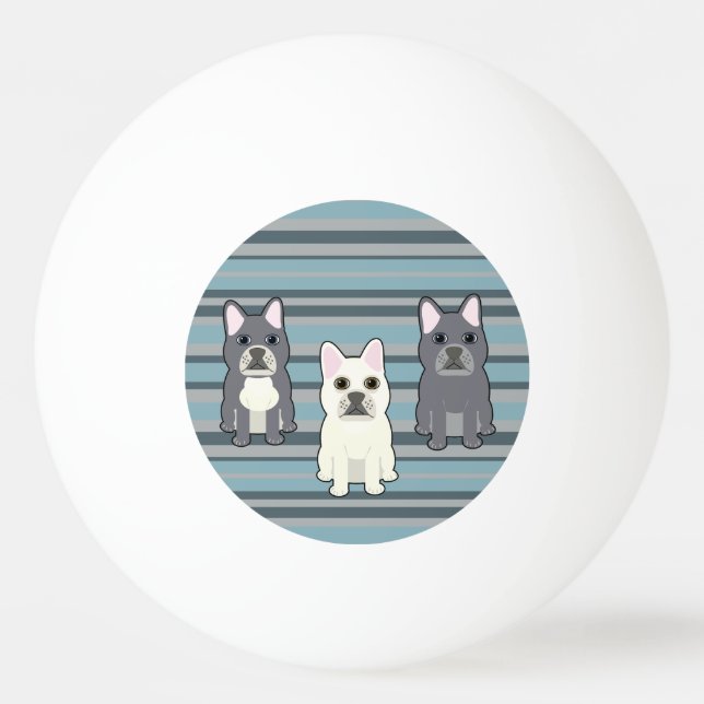 Cute French Bulldog Blue Striped Ping Pong Ball (Front)