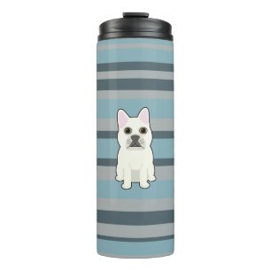 Cute French Bulldog Blue Striped Thermal Tumbler