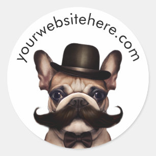 Cute French Bulldog Business Website Promotional Classic Round Sticker