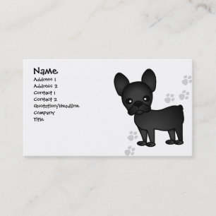 Cute French Bulldog Cartoon Black Business Card