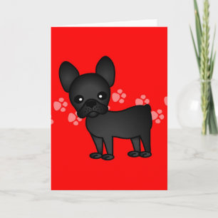 Cute French Bulldog Cartoon Black Card