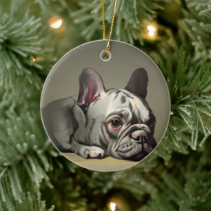 Cute french bulldog    ceramic tree decoration