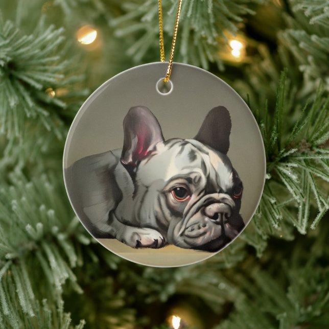 Cute french bulldog    ceramic tree decoration (Tree)