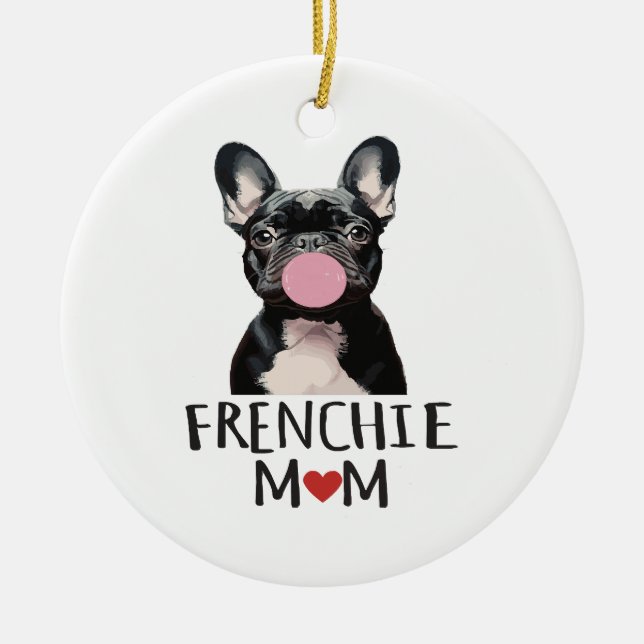 Cute French bulldog Ceramic Tree Decoration (Front)