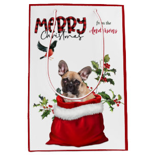 Cute French Bulldog Christmas Medium Gift Bag