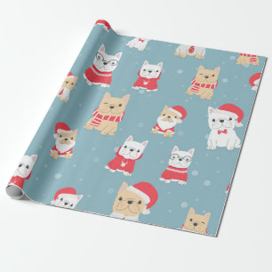 Cute French Bulldog Christmas Pattern Wrapping Paper