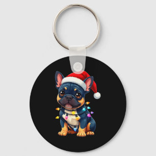 Cute French Bulldog Christmas Santa Pet Dog Lover Key Ring