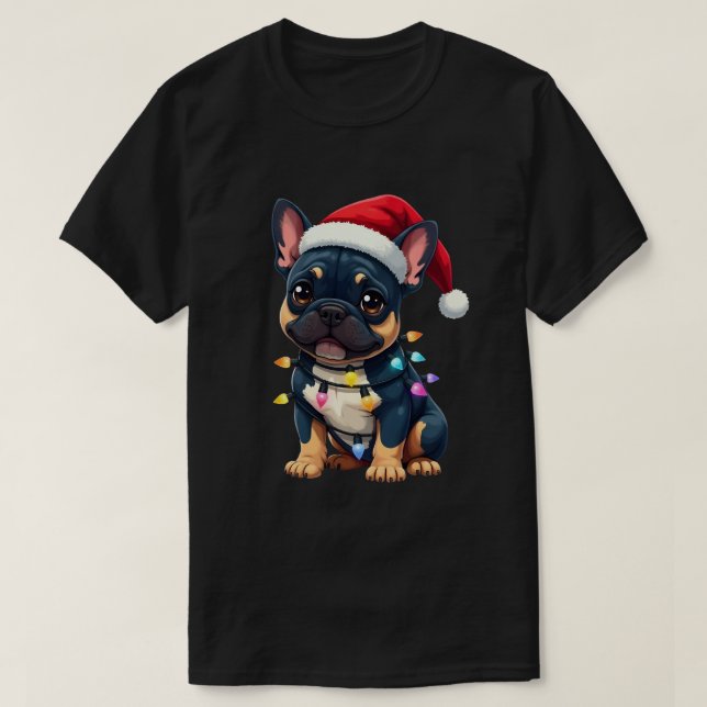 Cute French Bulldog Christmas Santa Pet Dog Lover  T-Shirt (Design Front)