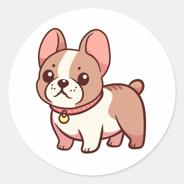 Cute French Bulldog  Classic Round Sticker (Front)