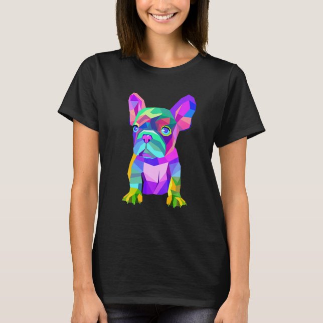 Cute French Bulldog, Coloured Dog Breed Design T-Shirt (Front)