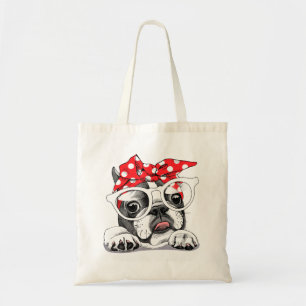 Cute French Bulldog Colourful Headband And Glasses Tote Bag