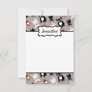 Cute French Bulldog Customize with Your Name Card