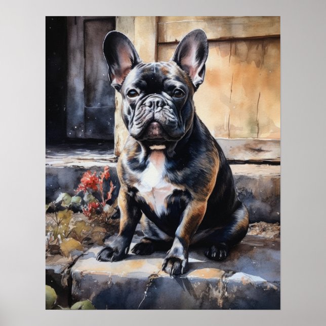 Cute French Bulldog Dog Art Print Poster (Front)
