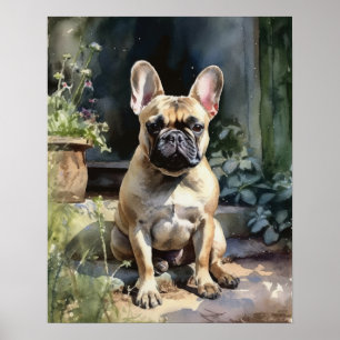 Cute French Bulldog Dog Art Print Poster