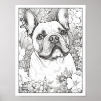 Cute French Bulldog Dog Colouring Poster
