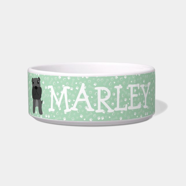 Cute French Bulldog Dog Customisable Name Bowl (Front)