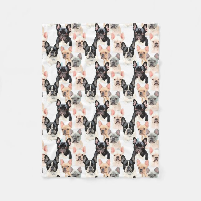 Cute French Bulldog Dog Fleece Blanket (Front)