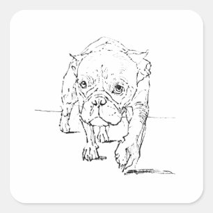 Cute French Bulldog, Dog Illustration  Square Sticker