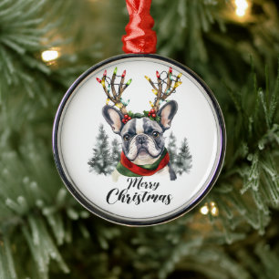Cute French Bulldog Dog Metal Tree Decoration