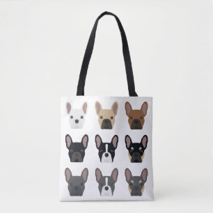 Cute French Bulldog Faces   Frenchie Pattern Tote Bag