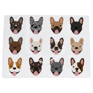Cute French Bulldog Faces Pattern Large Gift Bag