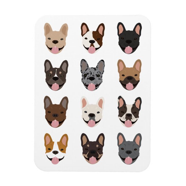 Cute French Bulldog Faces Pattern Magnet (Vertical)