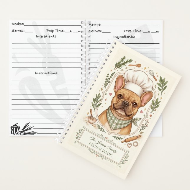 Cute French Bulldog Family Recipe Book (Inside)