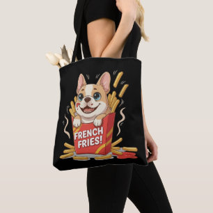 Cute French Bulldog French Fries Kawaii Art Tote Bag