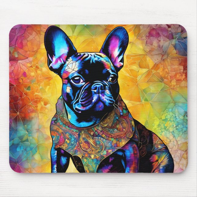 Cute French Bulldog "Frenchie" Colourful Mousepad (Front)