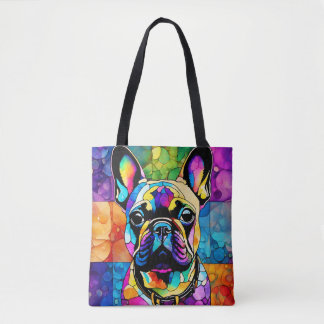 Cute French Bulldog "Frenchie" Colourful Tote Bag