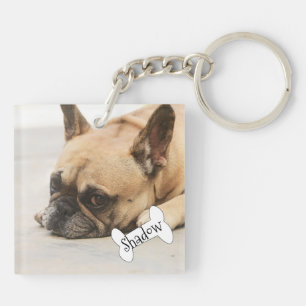 Cute French Bulldog Frenchie Puppy Name Key Ring
