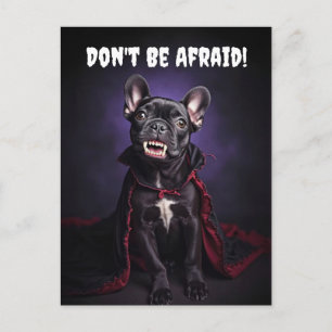 Cute French Bulldog Frenchie Vampire Halloween Holiday Postcard