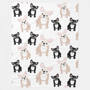 Cute French Bulldog Frenchies Pattern Fleece Blanket