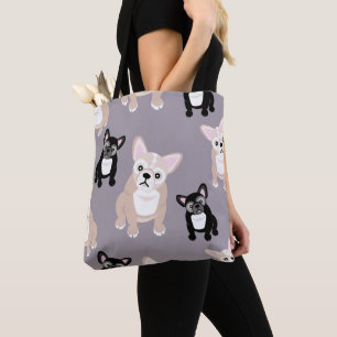 Cute French Bulldog Frenchies Pattern Tote Bag