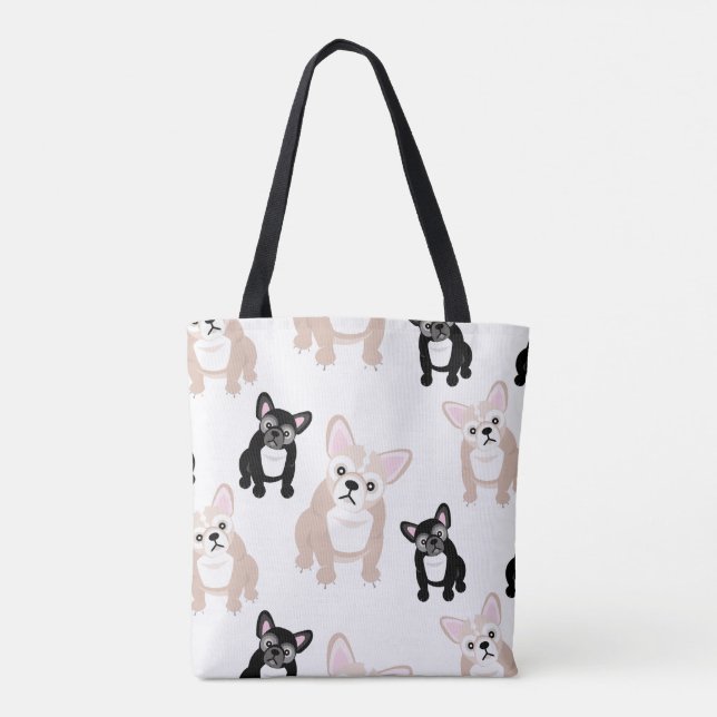 Cute French Bulldog Frenchies Pattern Tote Bag (Back)